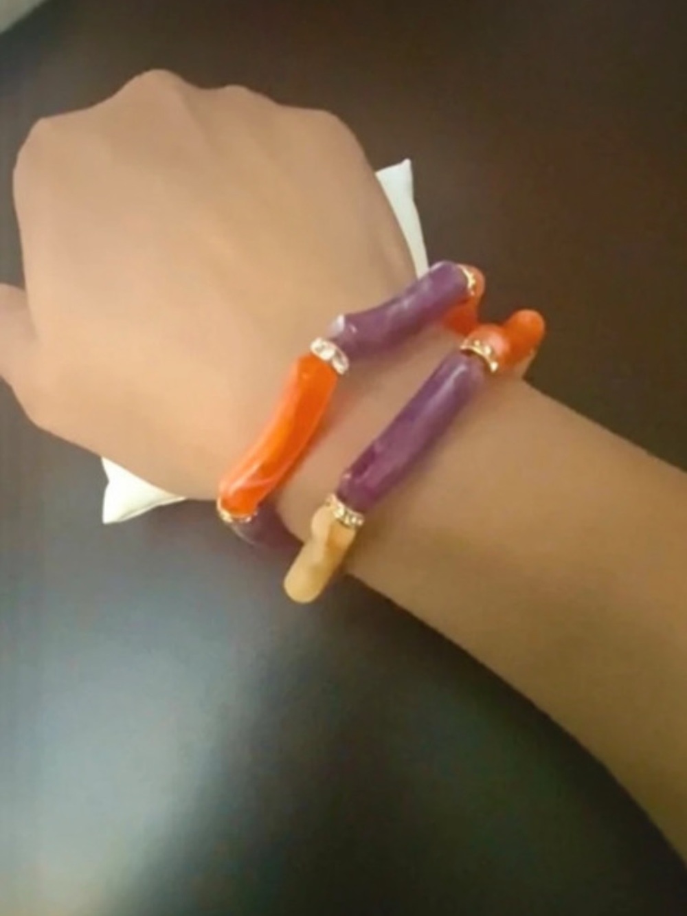 Orange and purple women’s beaded stretchable Bracelet set